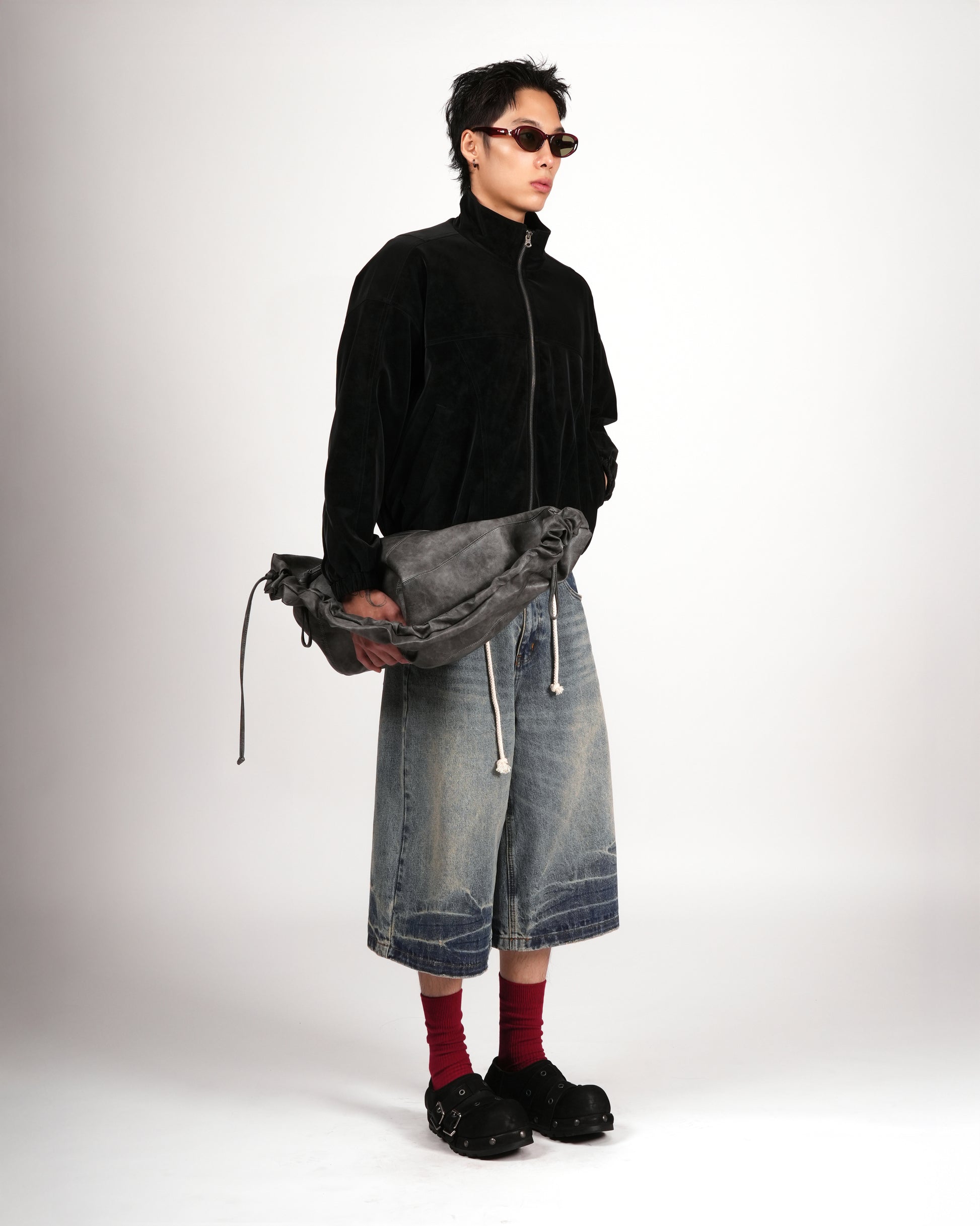 Drawstring Denim Bermuda