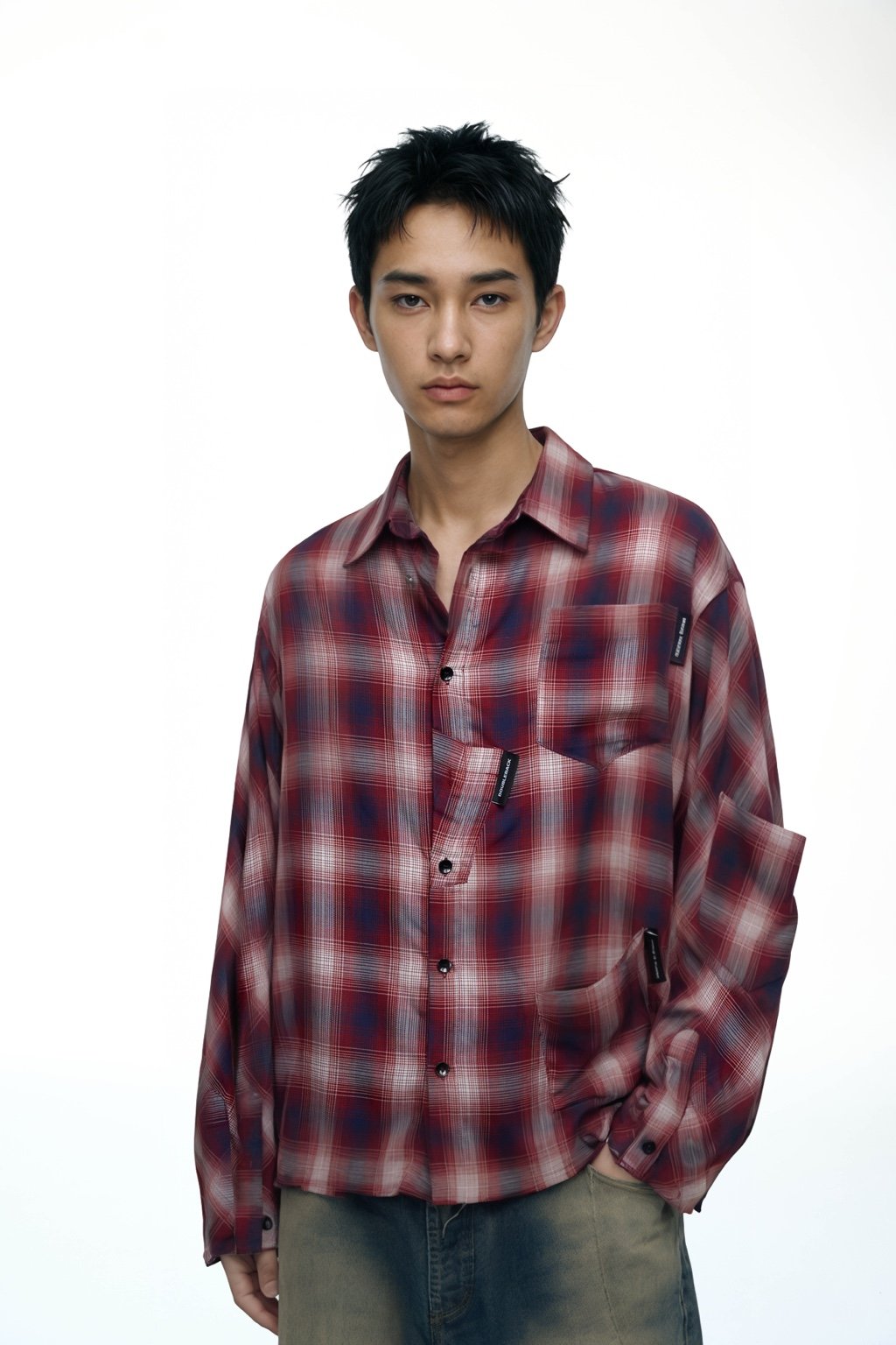 DOUBLE BACK Too Many Pocket Checkered Shirt