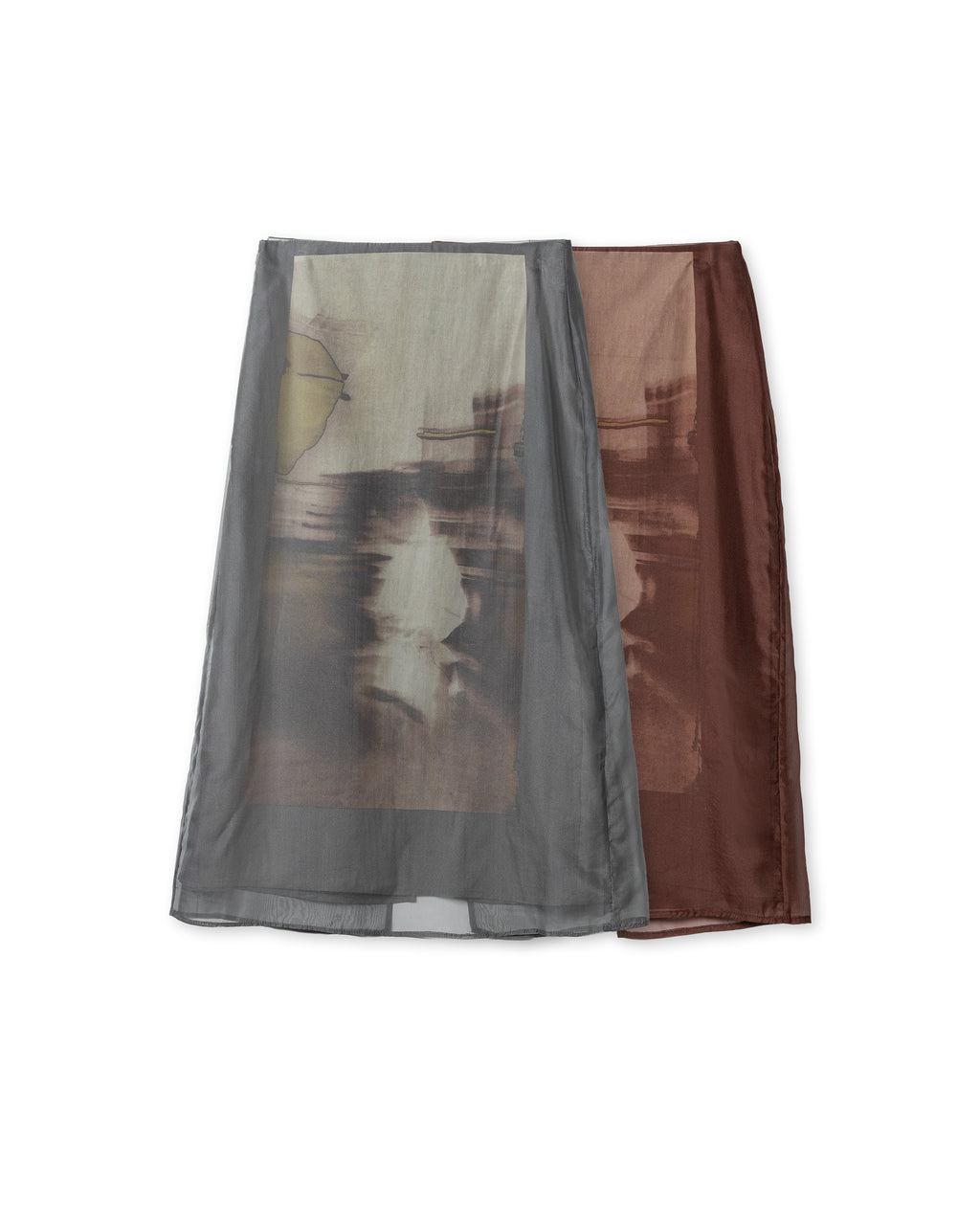 Artistic Printed Sheer Midi Skirt