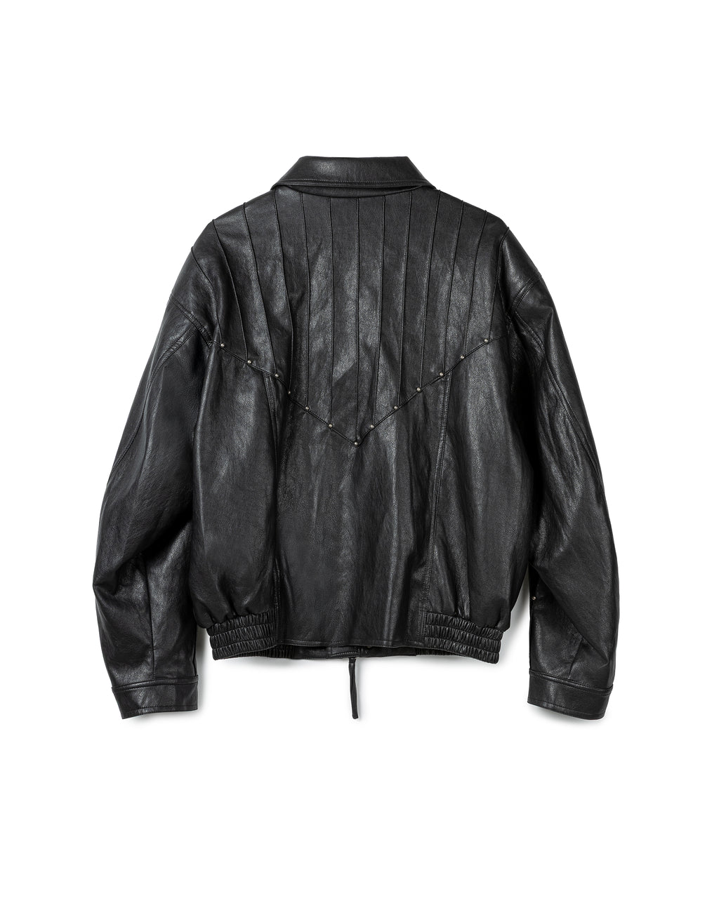 Oversized Pleated Leather Jacket