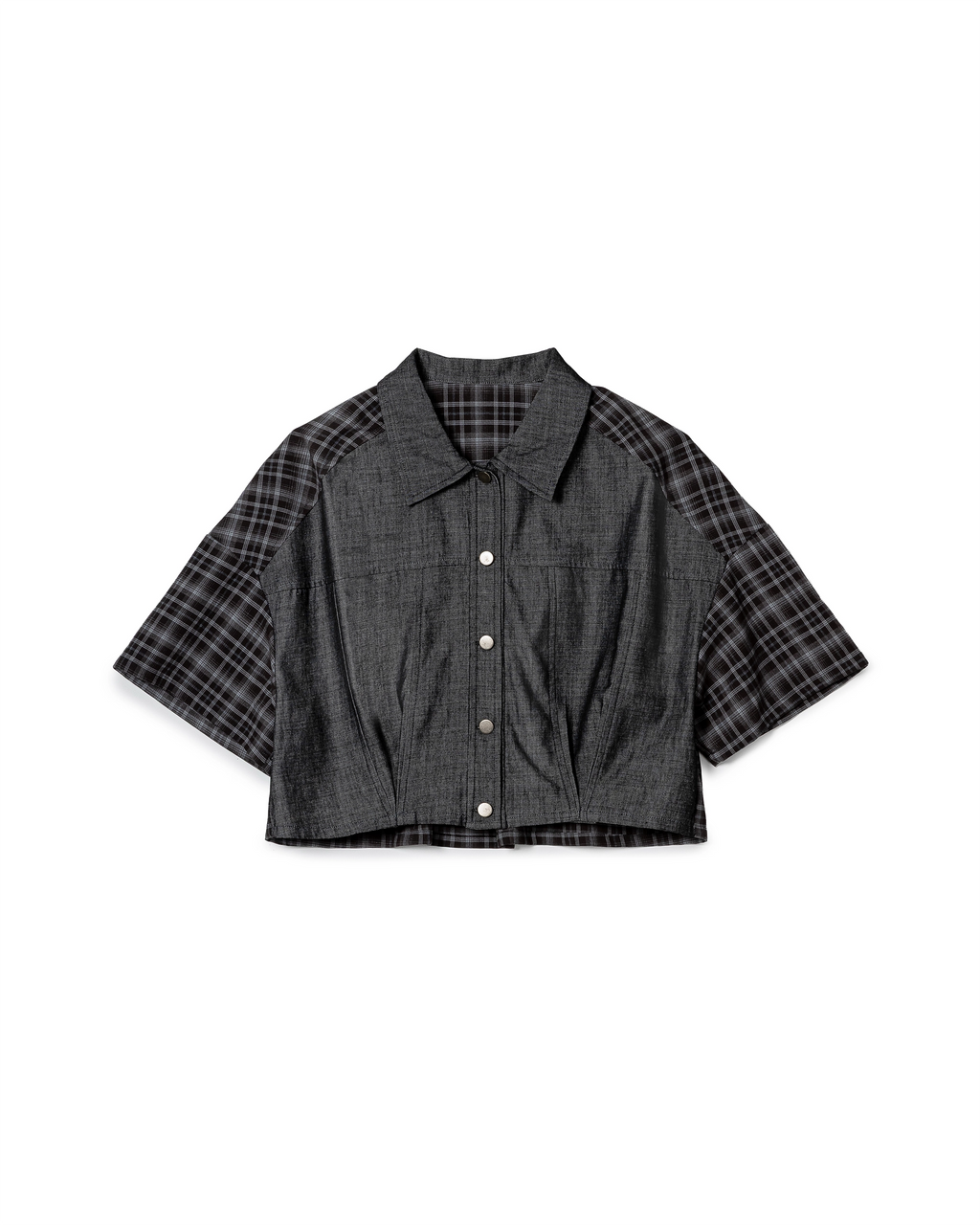 Panelled Plaid Cropped Jacket
