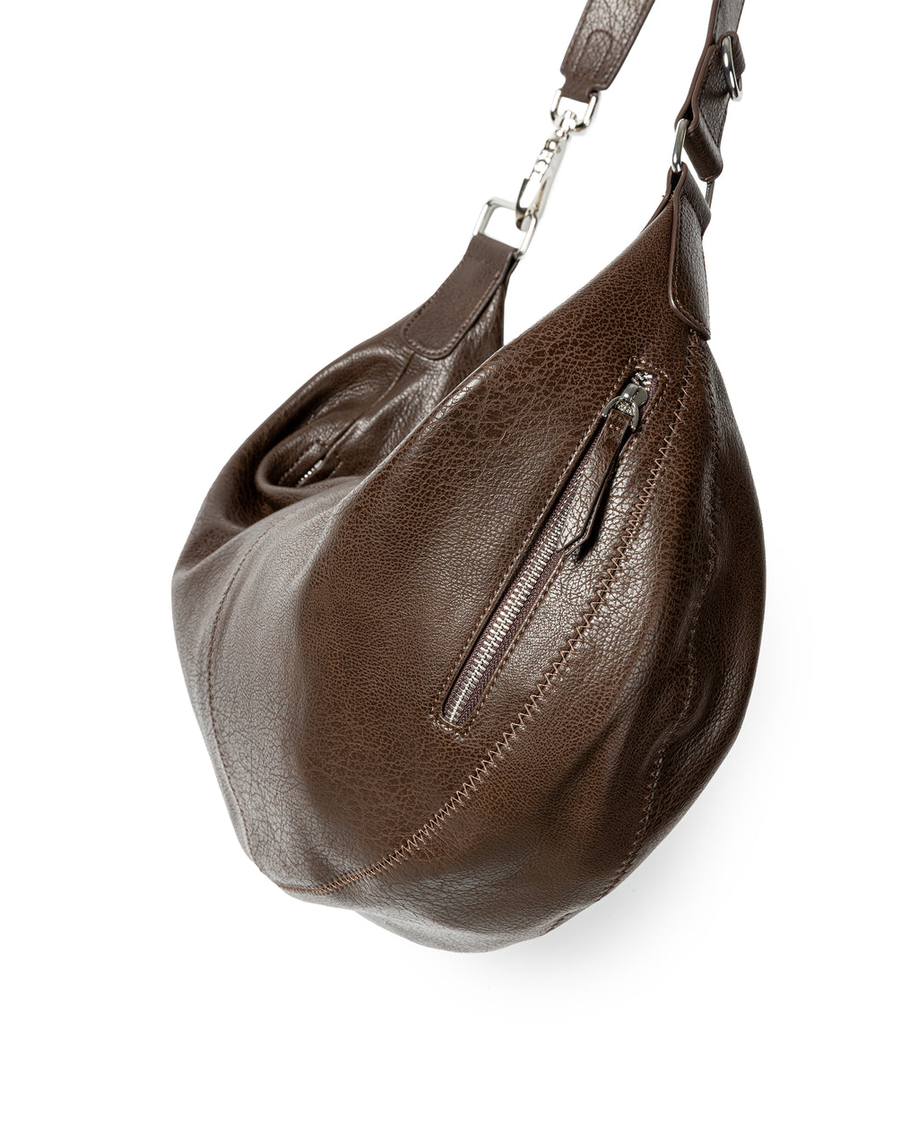 Curved Leather Crossbody Bag