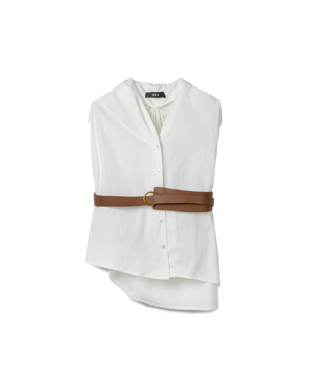 Tailored Belted Sleeveless Shirt