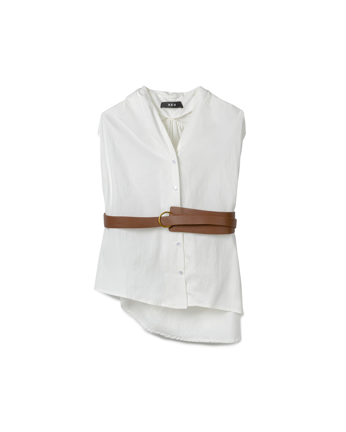 Tailored Belted Sleeveless Shirt