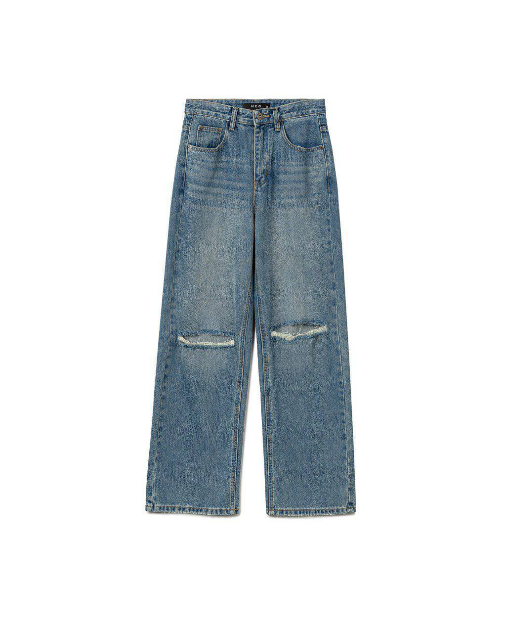 Ripped Straight Denim Pants