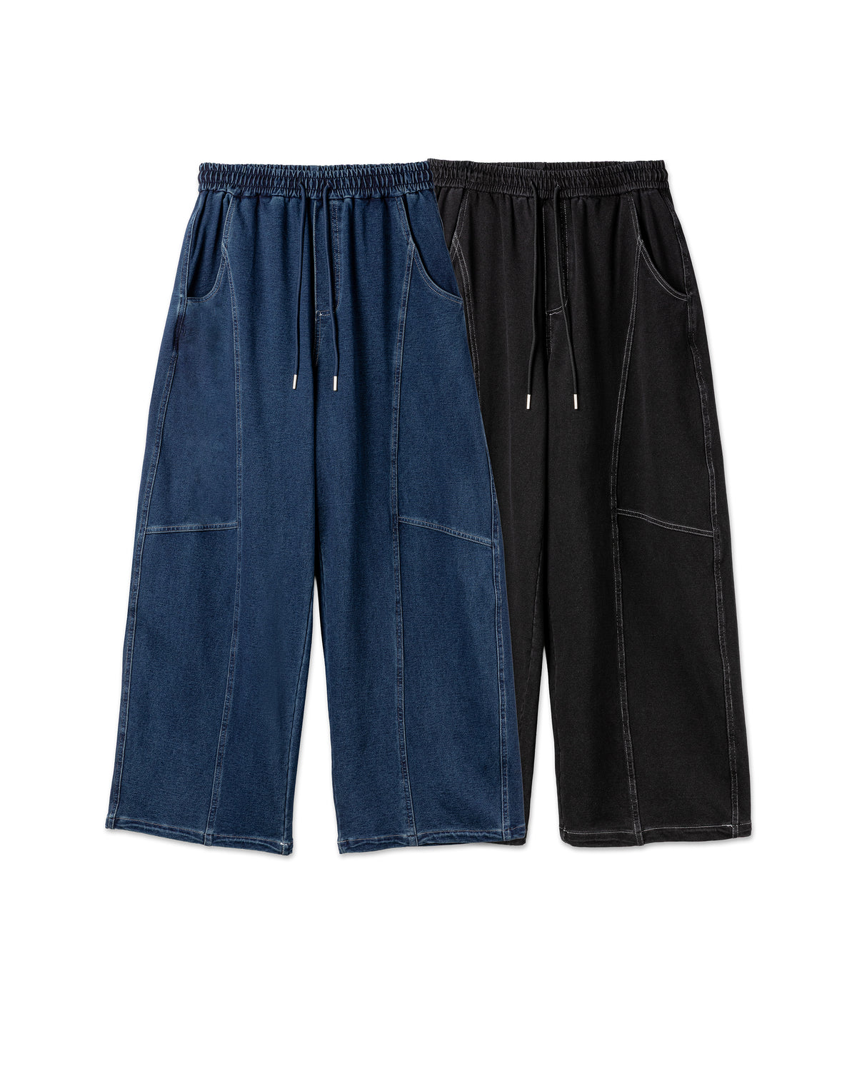 Stitched Drawstring Denim Trousers