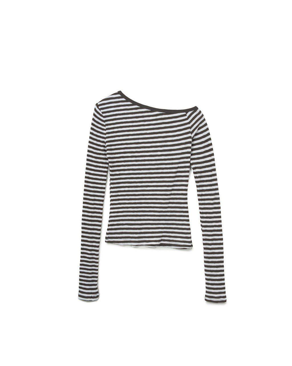 Asymmetric Striped Knit Top