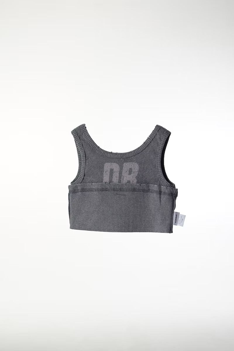 DOUBLE BACK Fold Up Grey Top