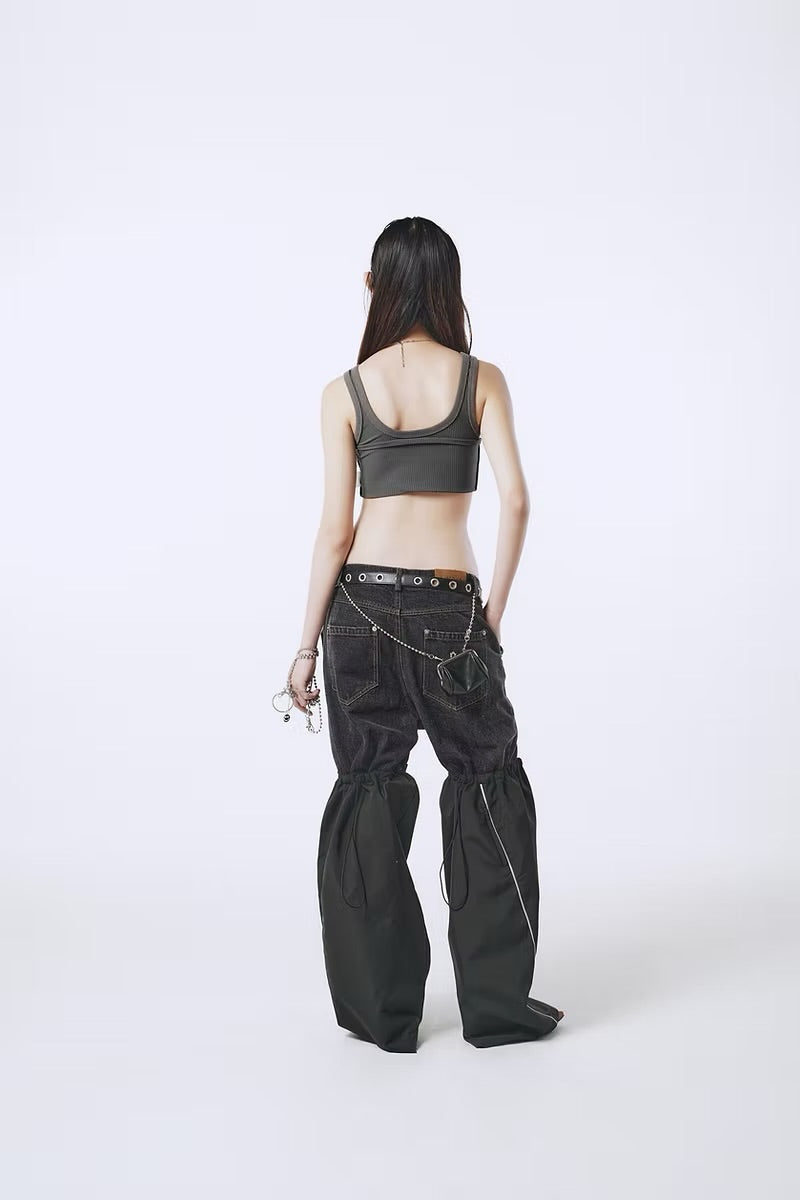 DOUBLE BACK Fold Up Grey Top