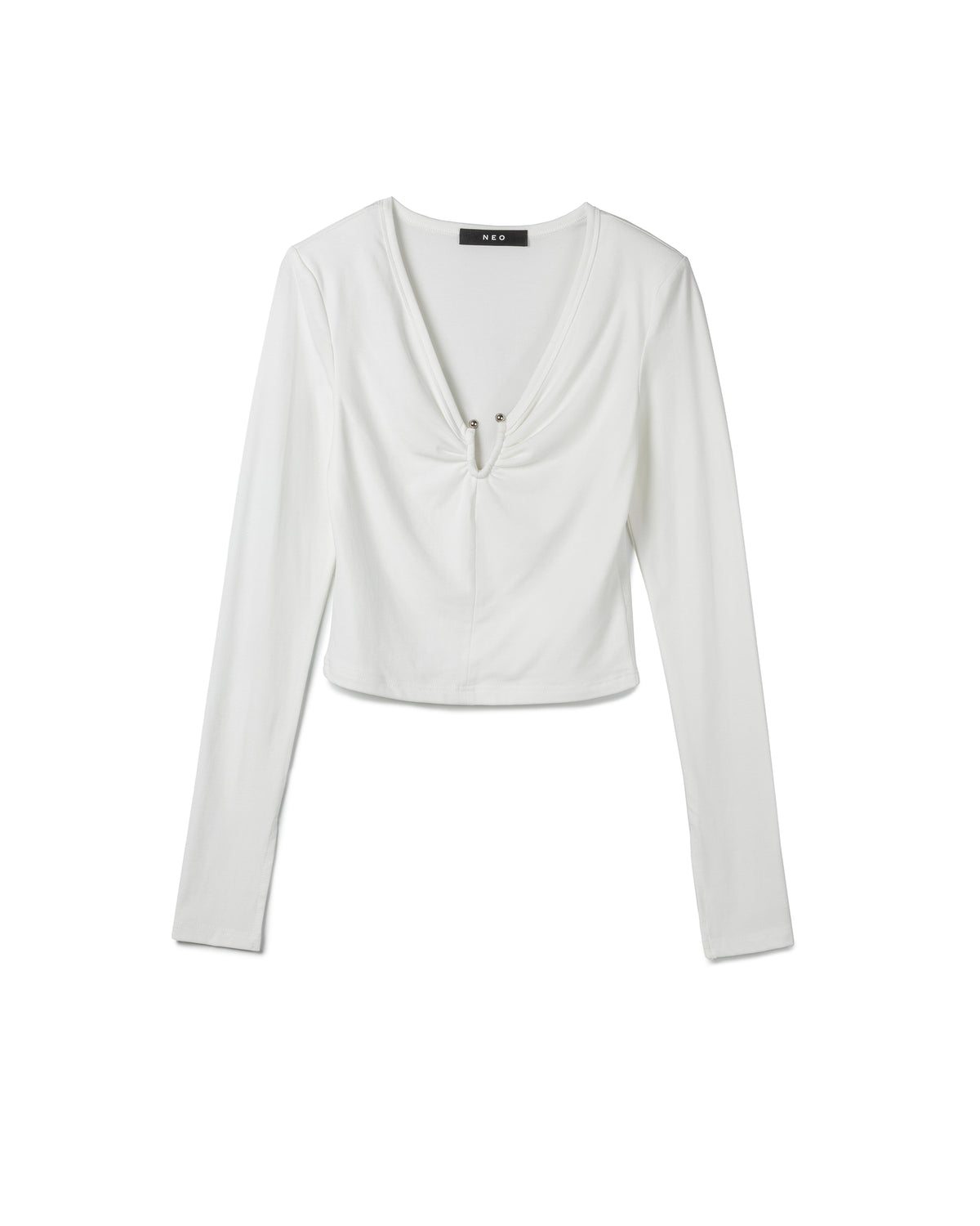 Sculptural Ruched V-Neck Top