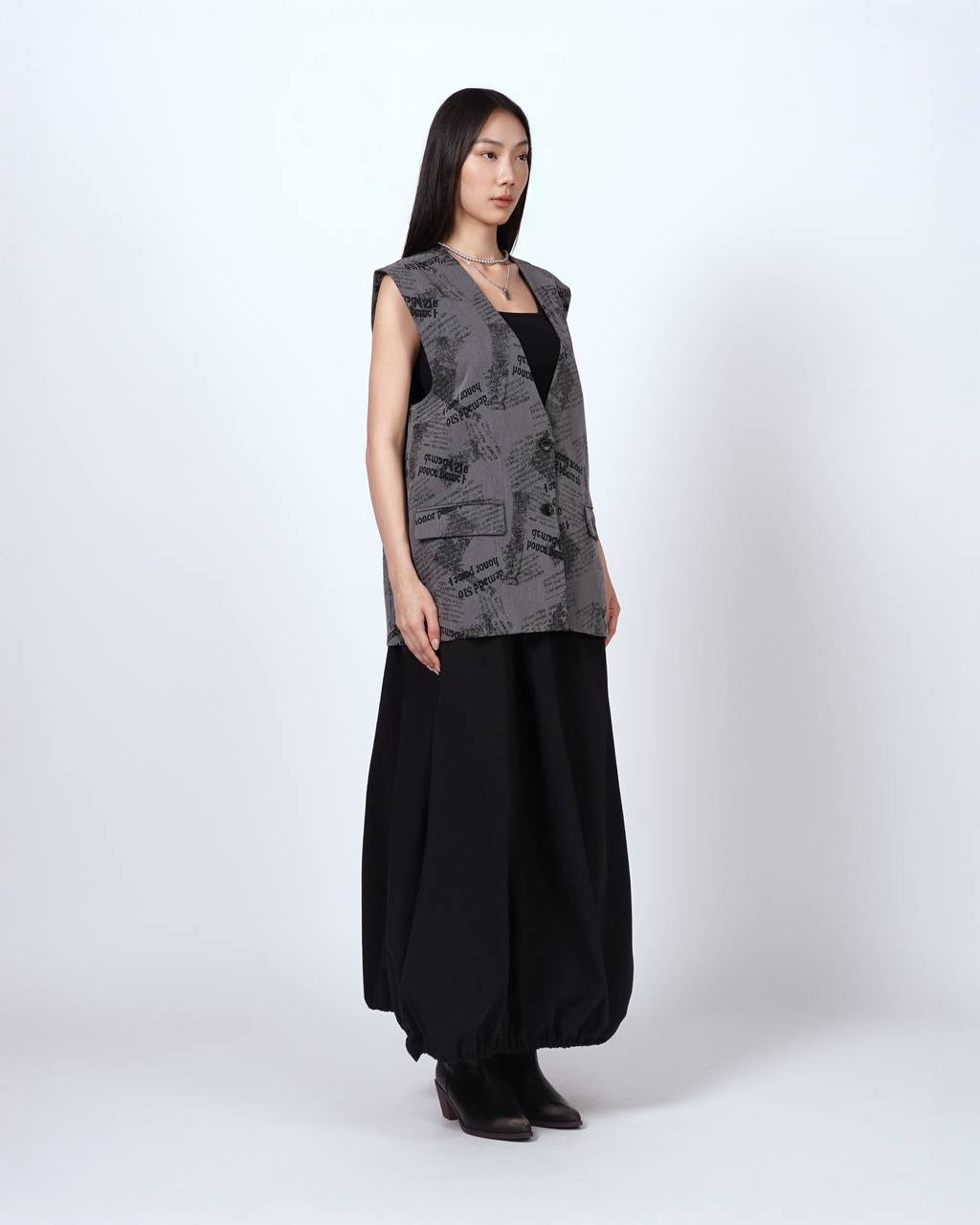 Typography Print Suit Vest