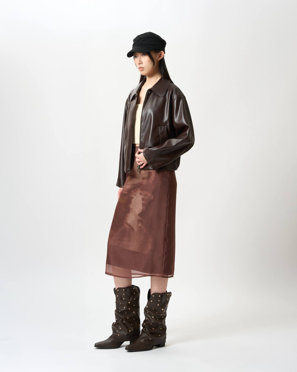 Minimalist Faux-Leather Boxy Jacket