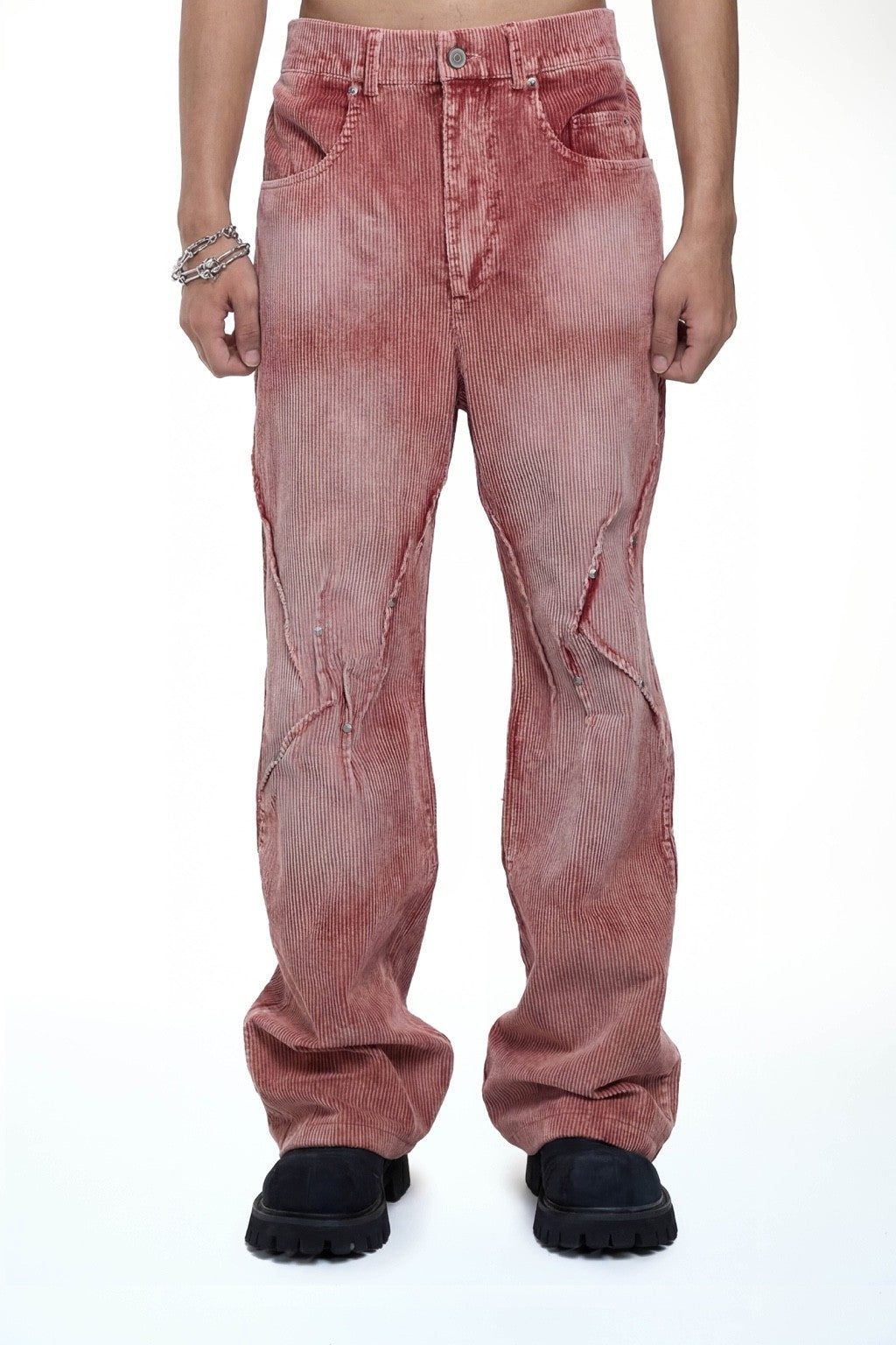 DOUBLE BACK Studded Corduroy Pants