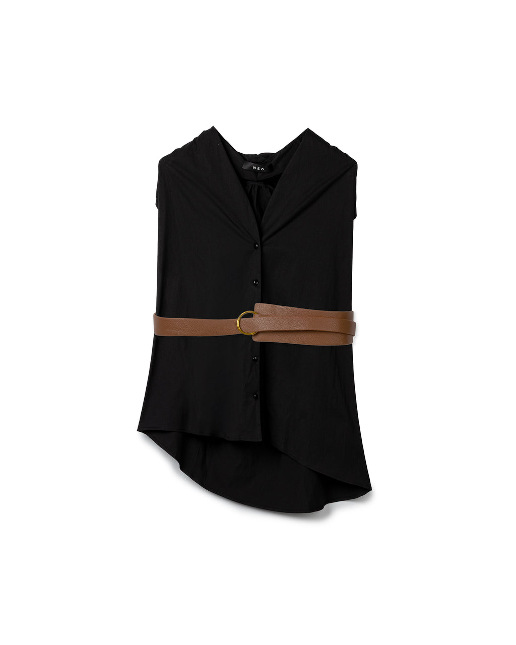 Tailored Belted Sleeveless Shirt