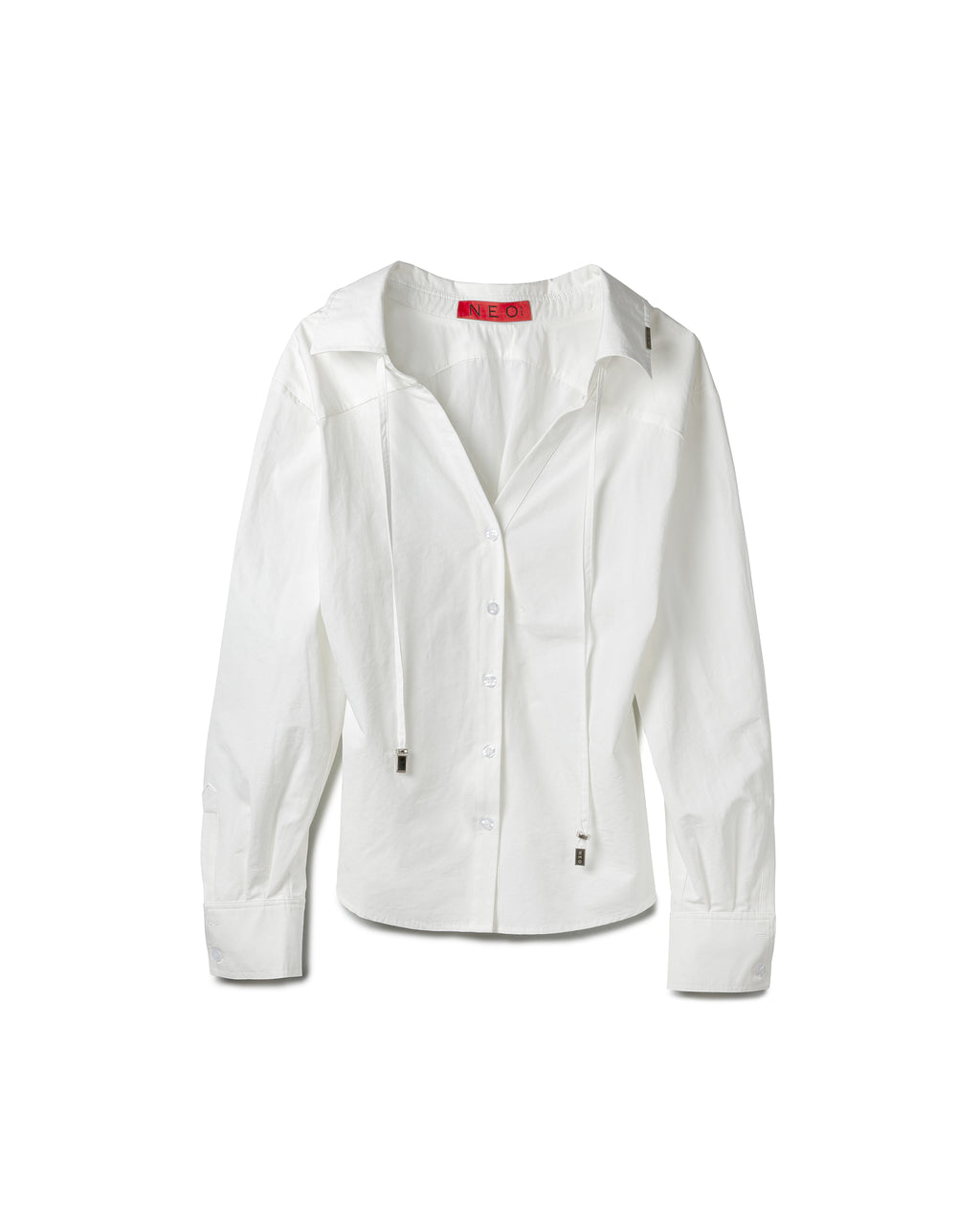 Vol.3 Ch.2 Minimalist Drawstring-Collar Poplin Blouse