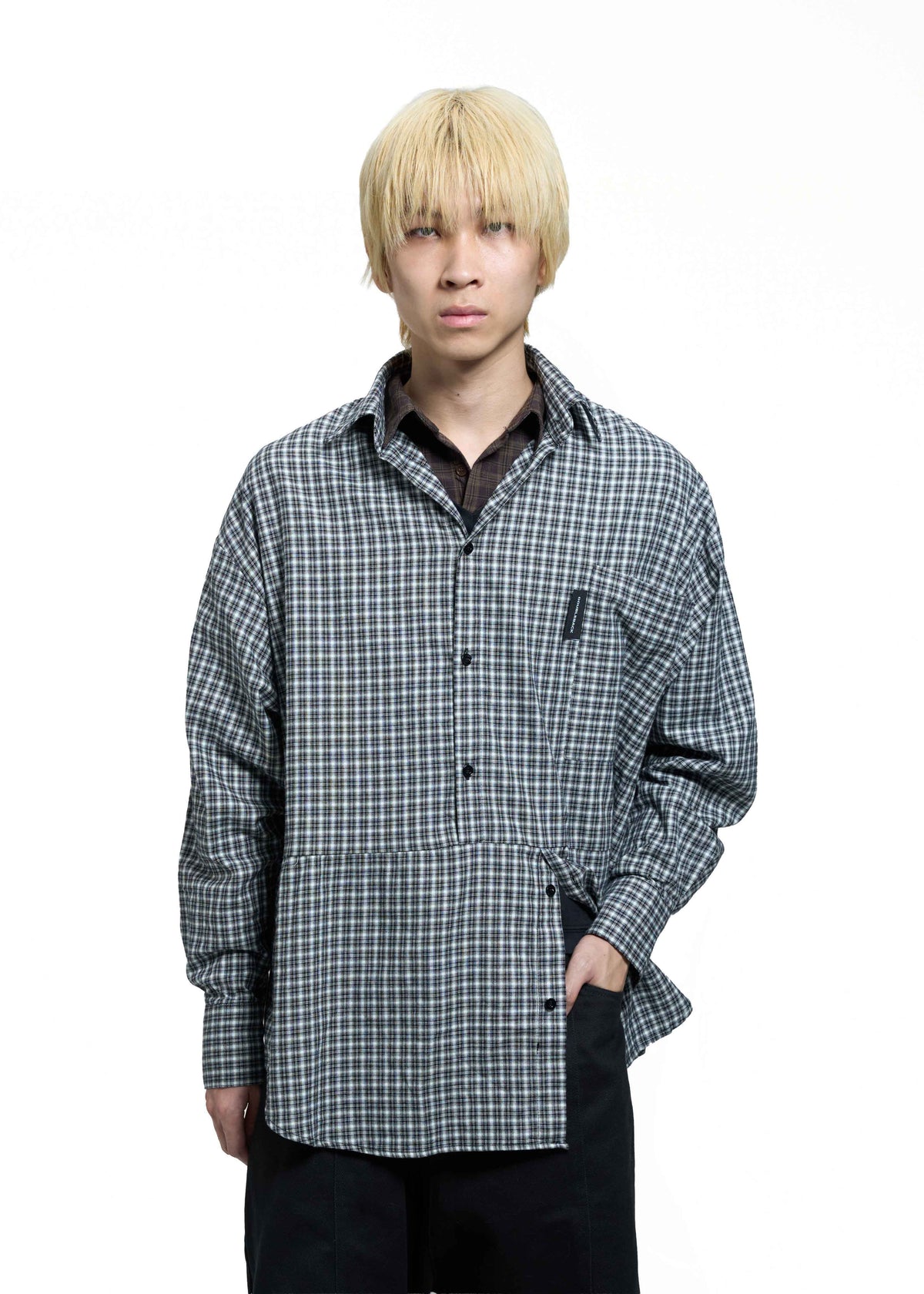 DOUBLEBACK Checkered Twisted Shirt （B&W）