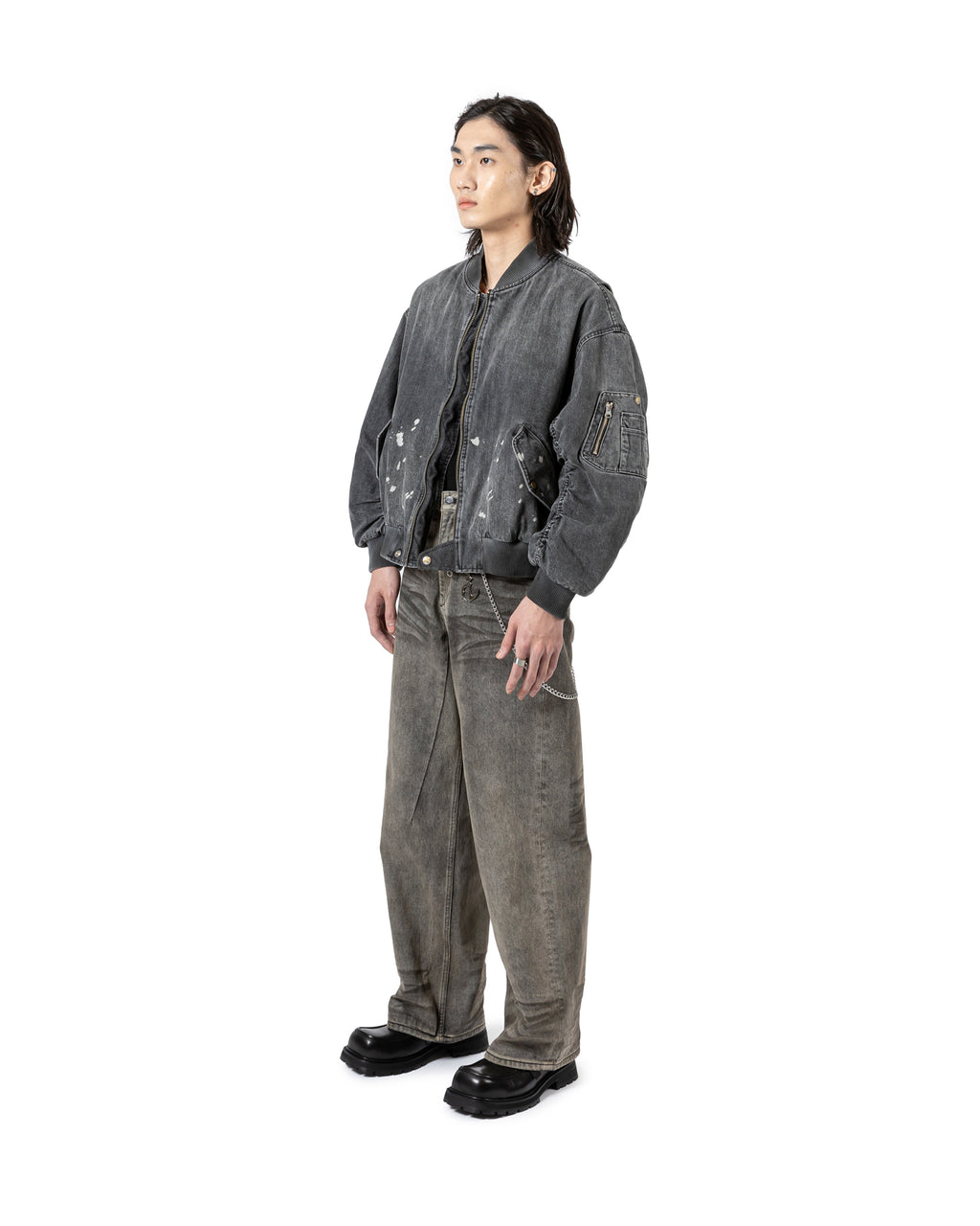 Vintage Ink Splash Bomber Jacket