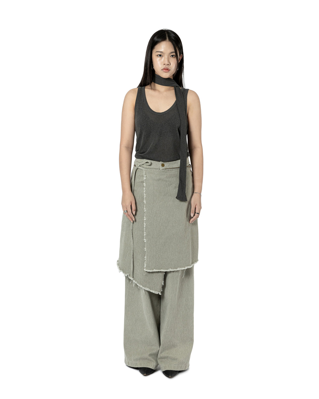 Distressed Wrap Denim Pants
