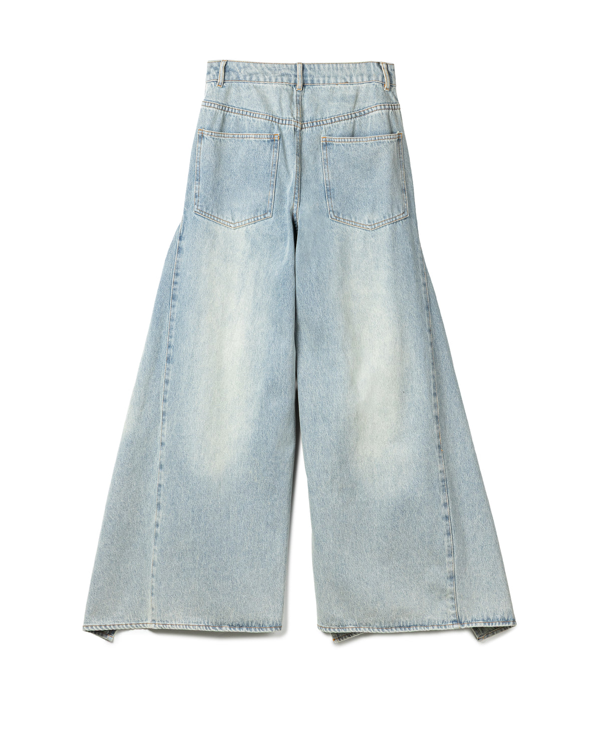 Draped Washed Denim Trousers