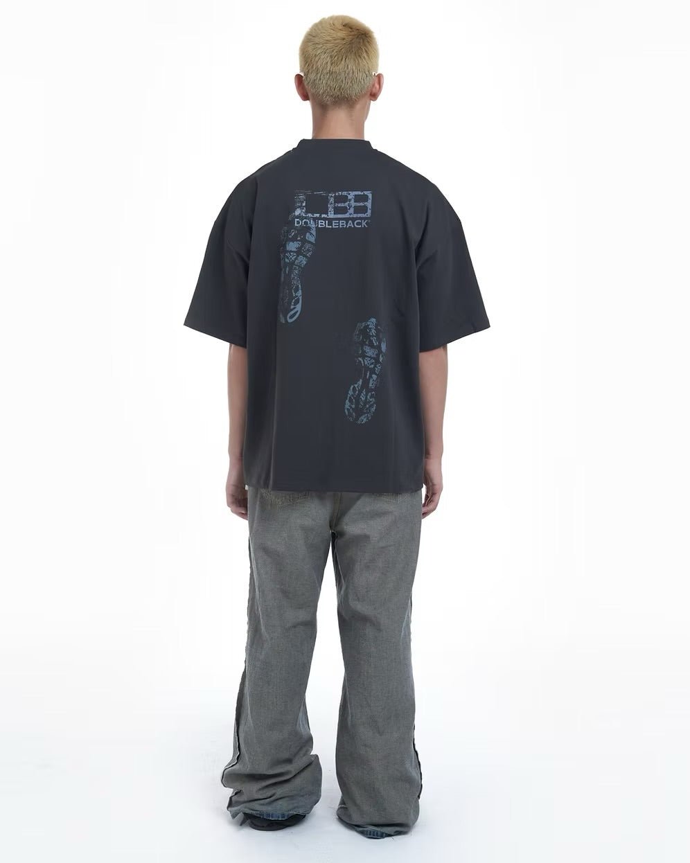 DOUBLE BACK Shoe Print T-Shirt Oversized