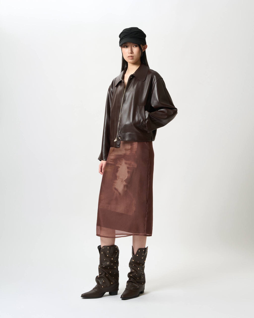 Minimalist Faux-Leather Boxy Jacket
