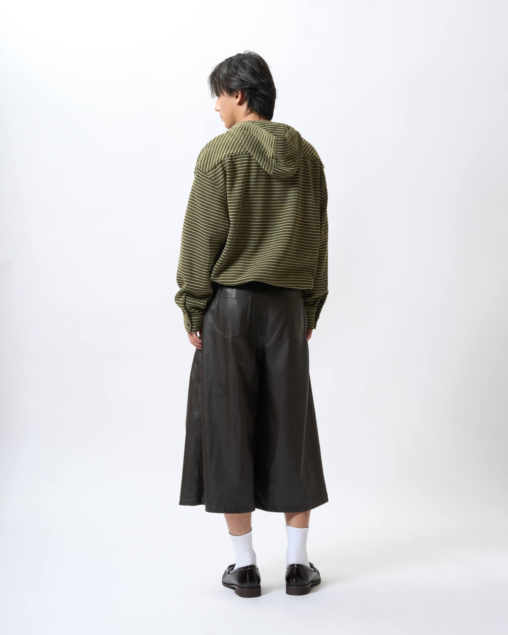 Sophisticated Ruched Faux-Leather Culottes