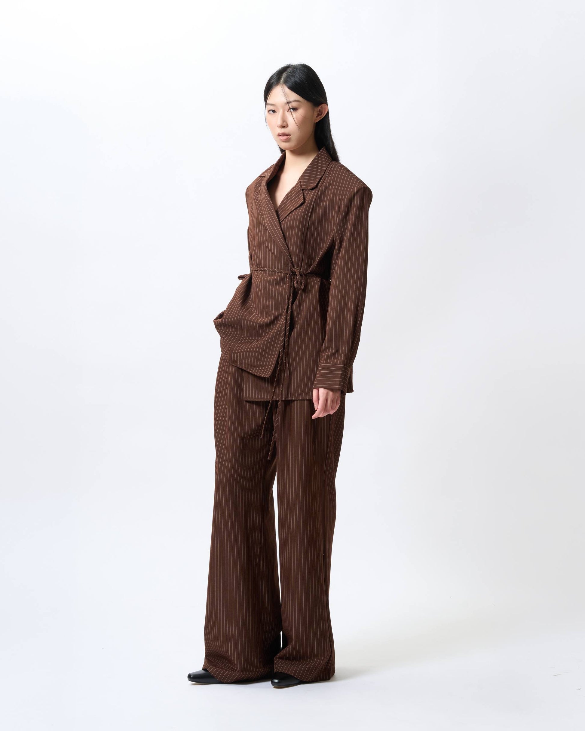 Tailored Pinstripe Wide-Leg Trousers