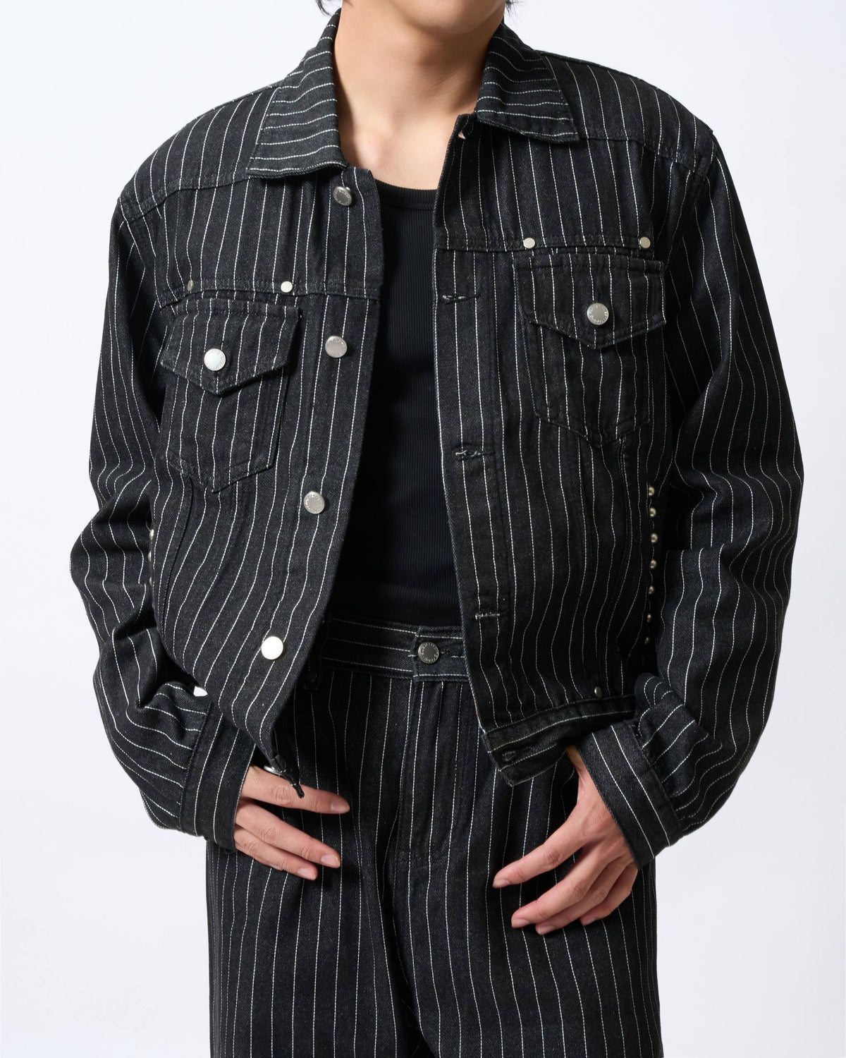 Modern Striped Denim Jacket