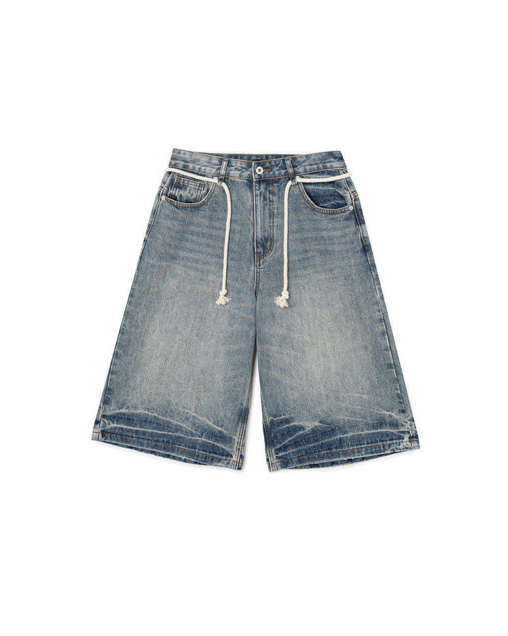 Drawstring Denim Bermuda