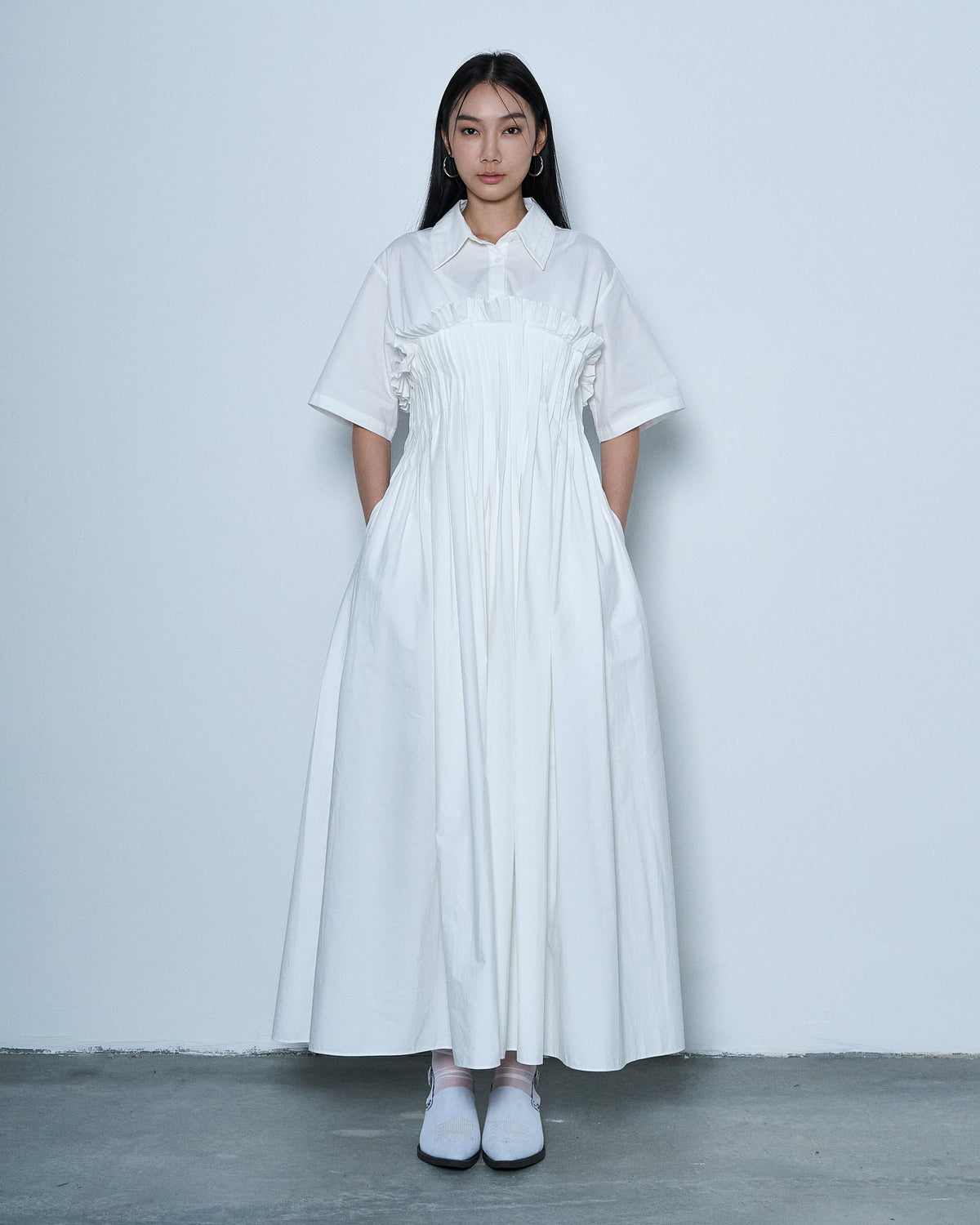 Pleated Shirt Dress