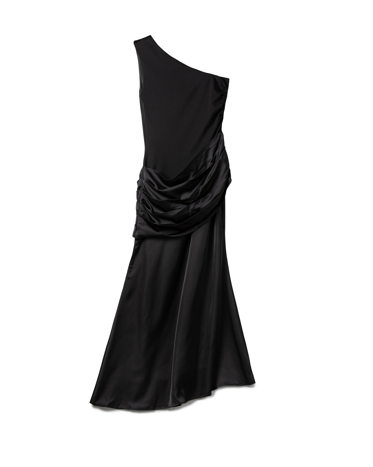 One-Shoulder Draped Midi Dress