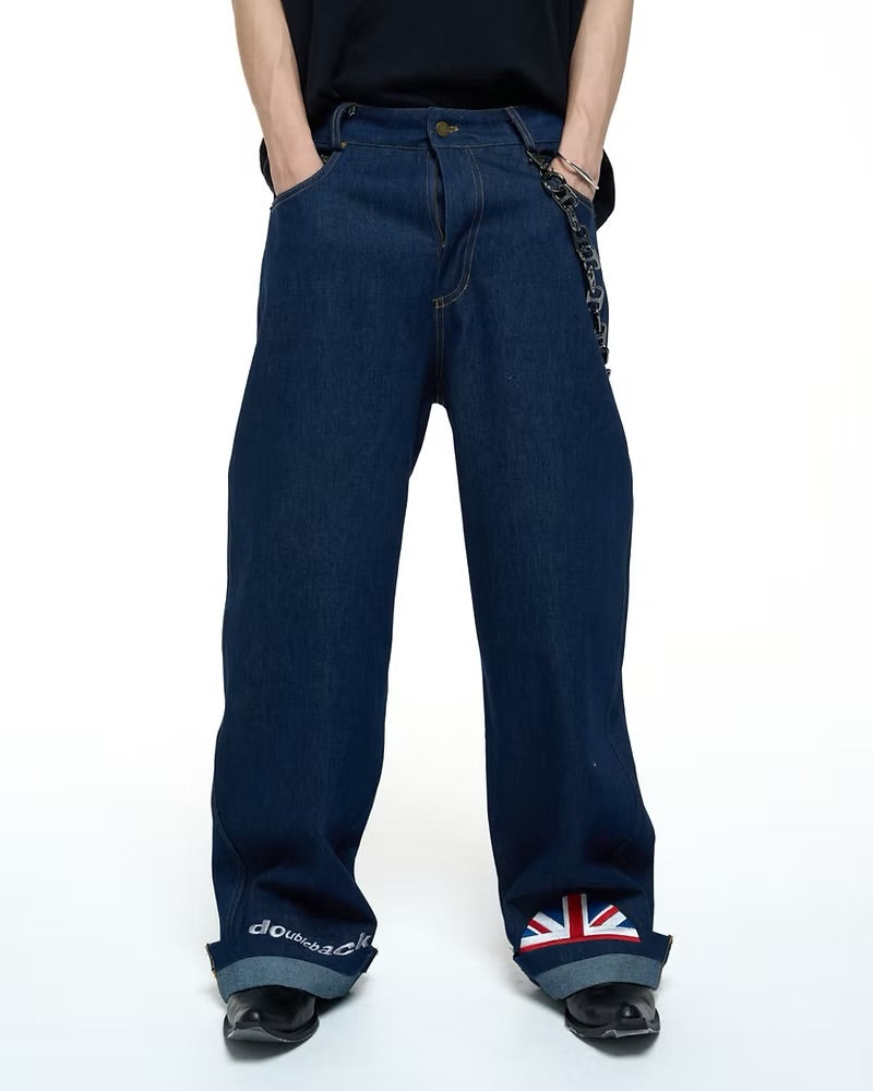 DOUBLE BACK Connor's x DBB | Folded Up Logo Baggy Denim Pants