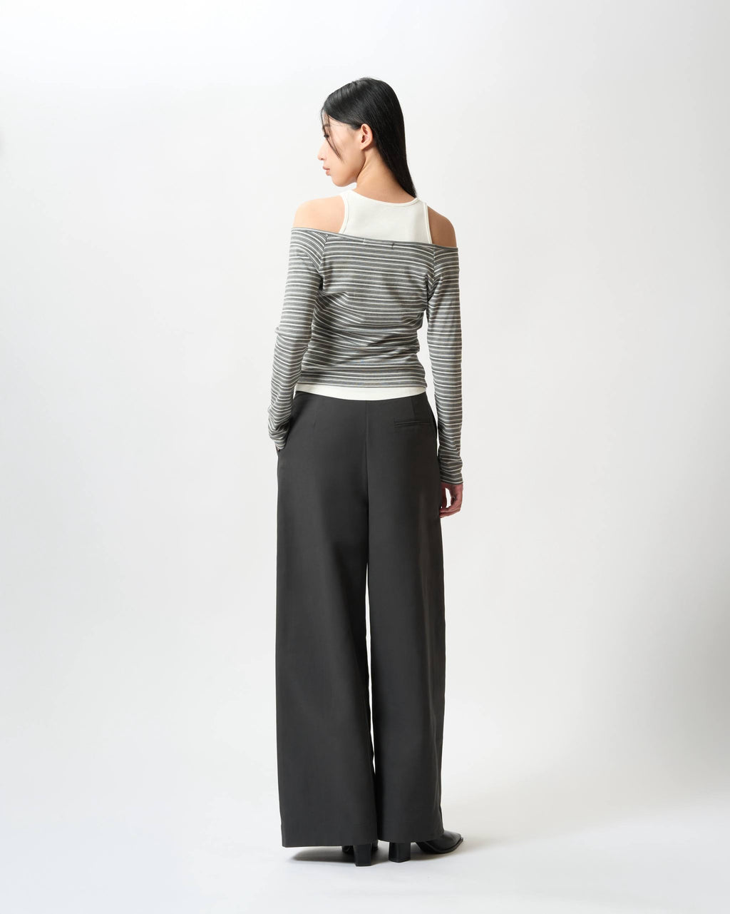 Modern Double-Layer Striped Ribbed Top