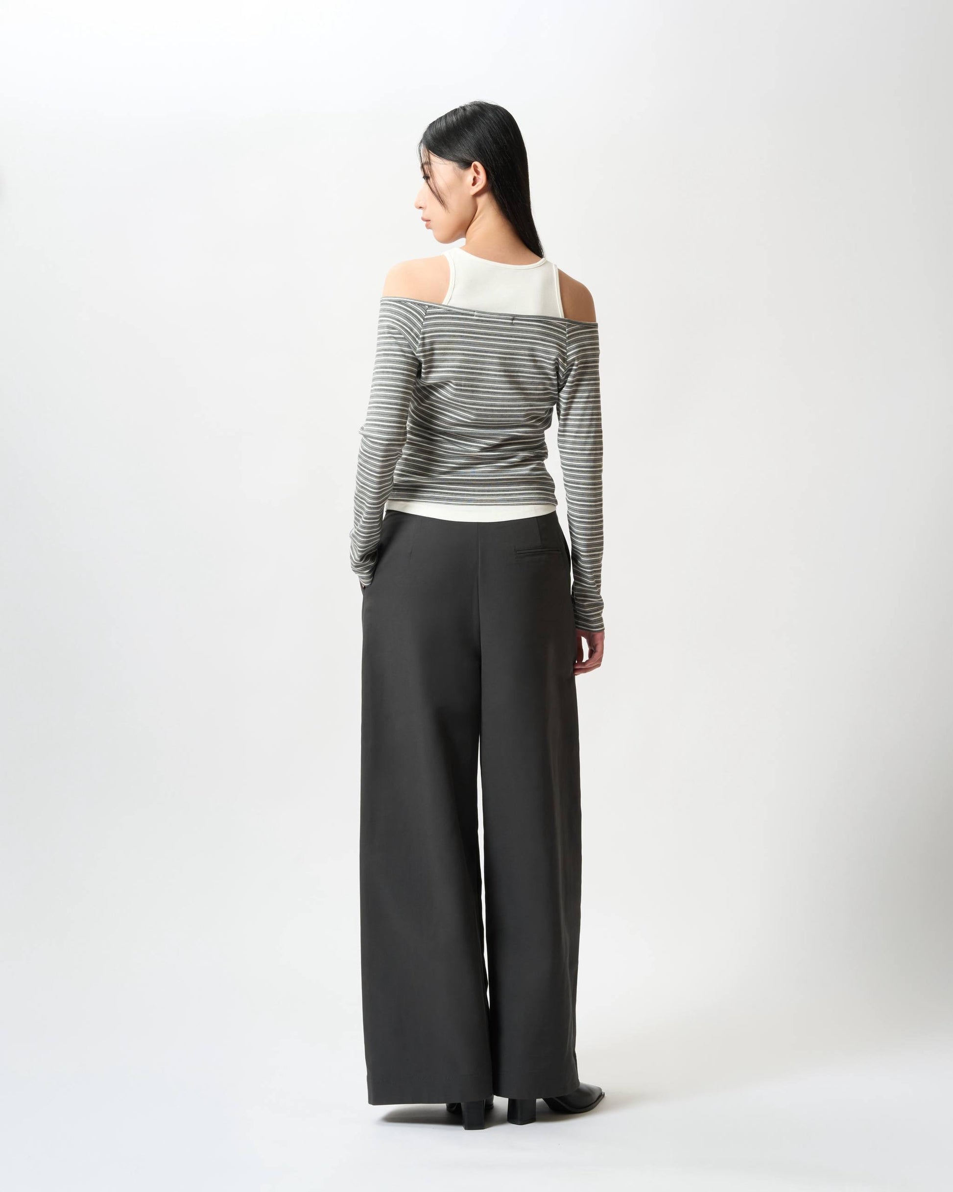Modern Double-Layer Striped Ribbed Top