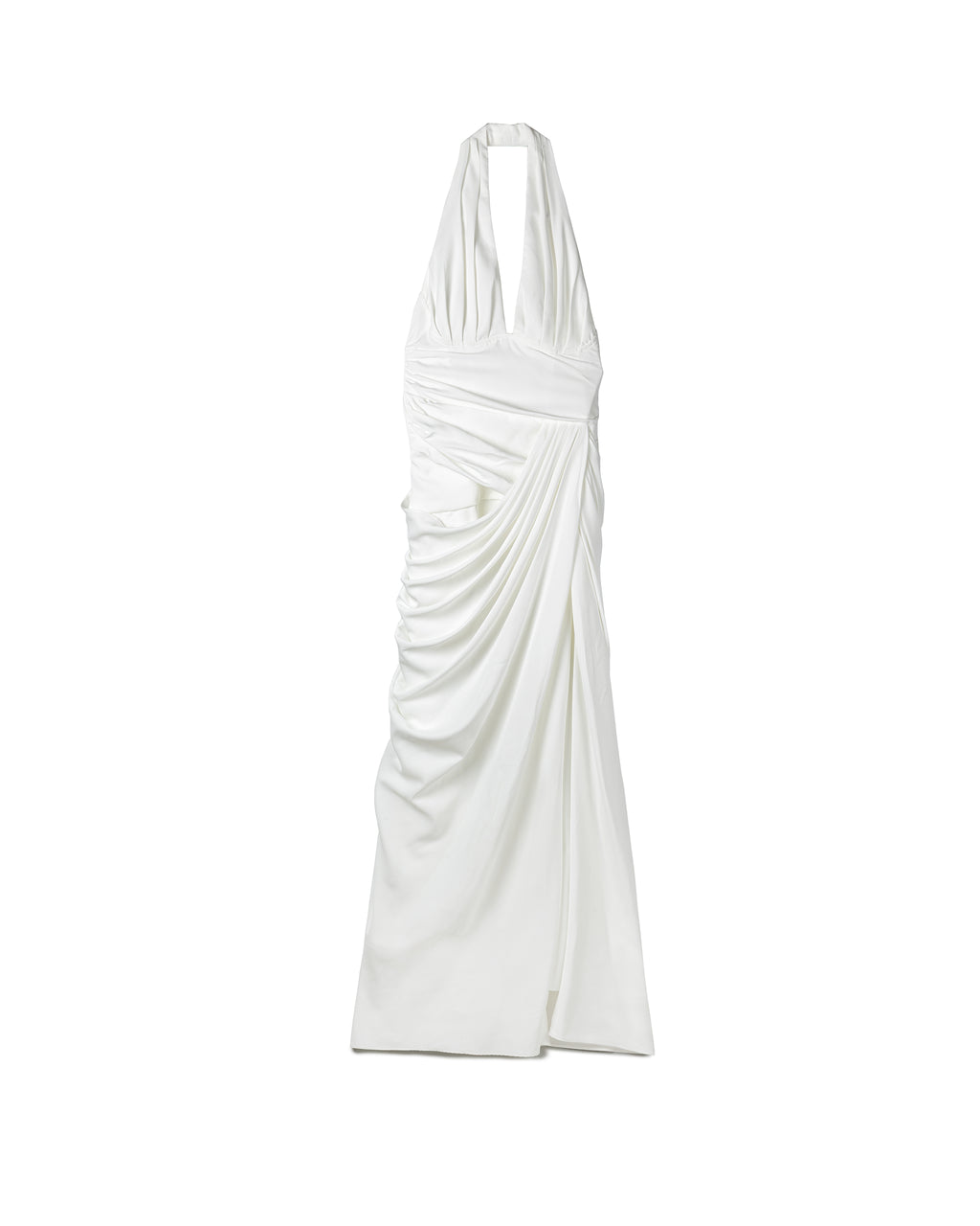 Elegant Structure Draped Halter Dress