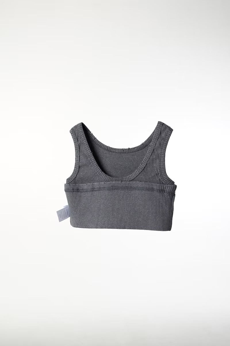 DOUBLE BACK Fold Up Grey Top