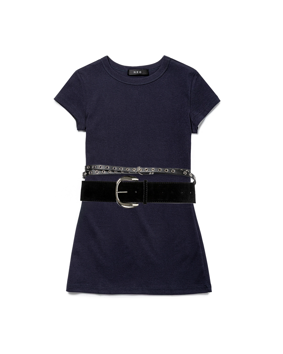 Fitted Cotton T-shirt with Stud Belt