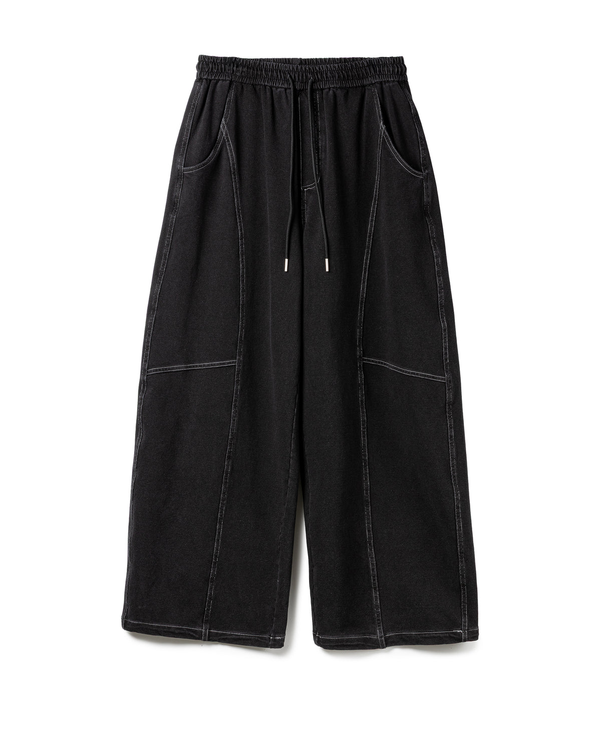 Stitched Drawstring Denim Trousers