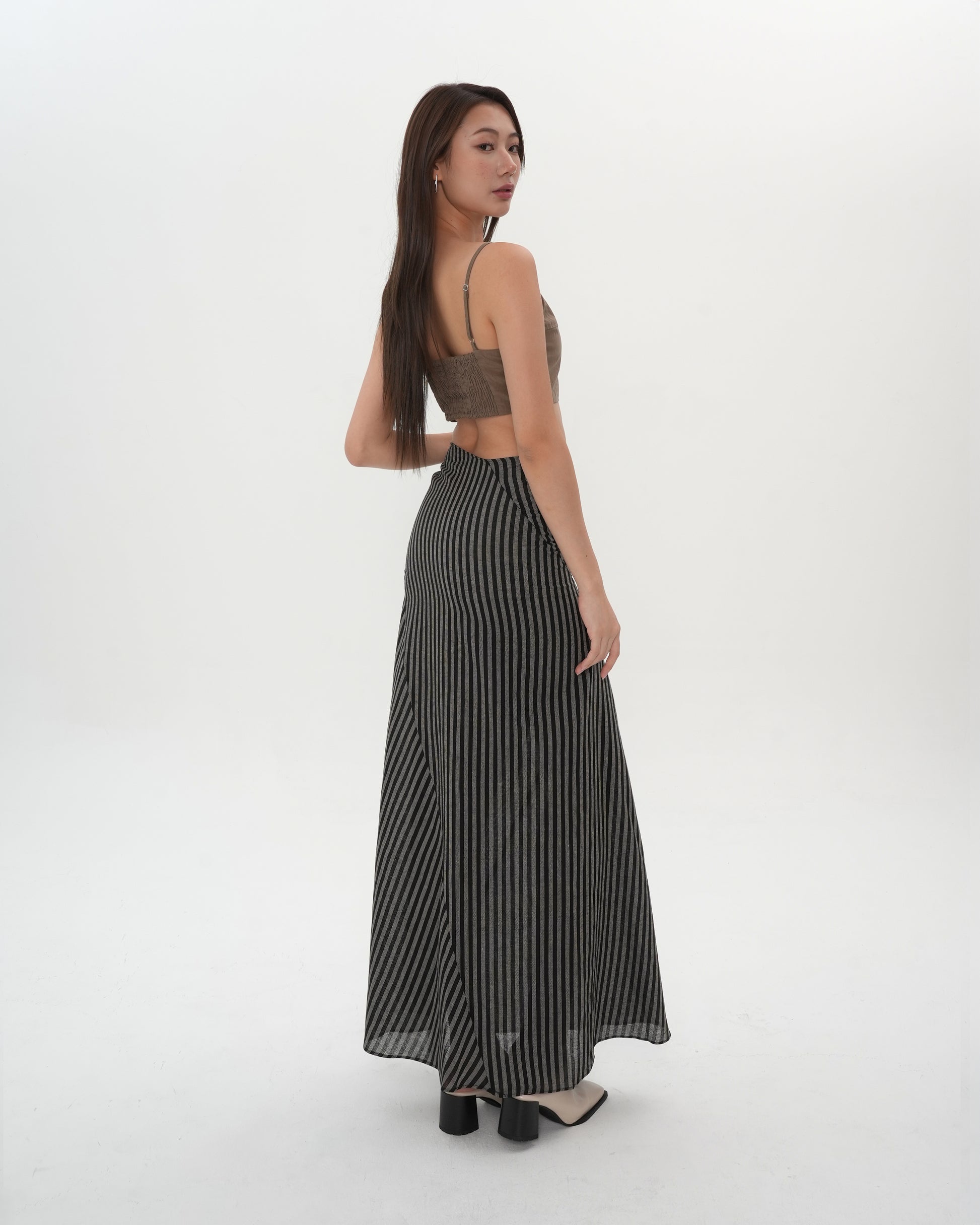 Side Tie Striped Skirt