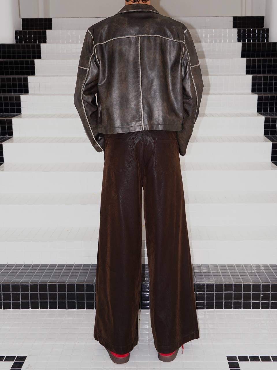 Topstitched Leather Jacket