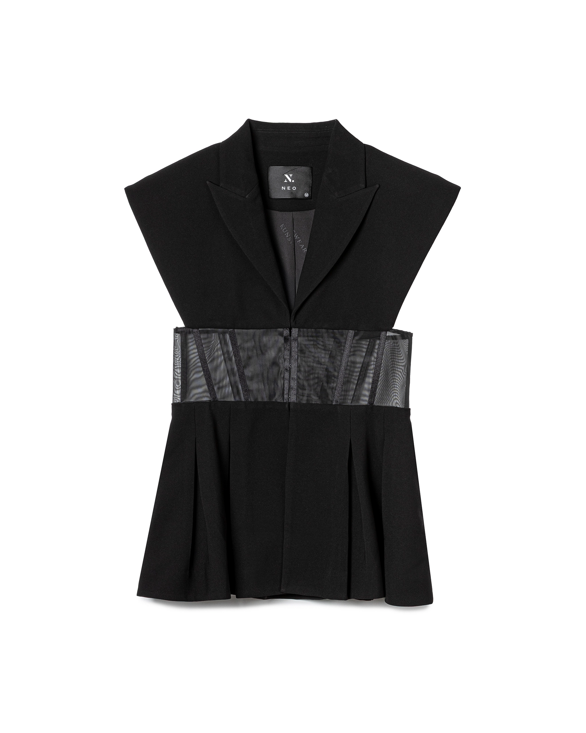 Sculptural Utility Mesh Trench Blazer