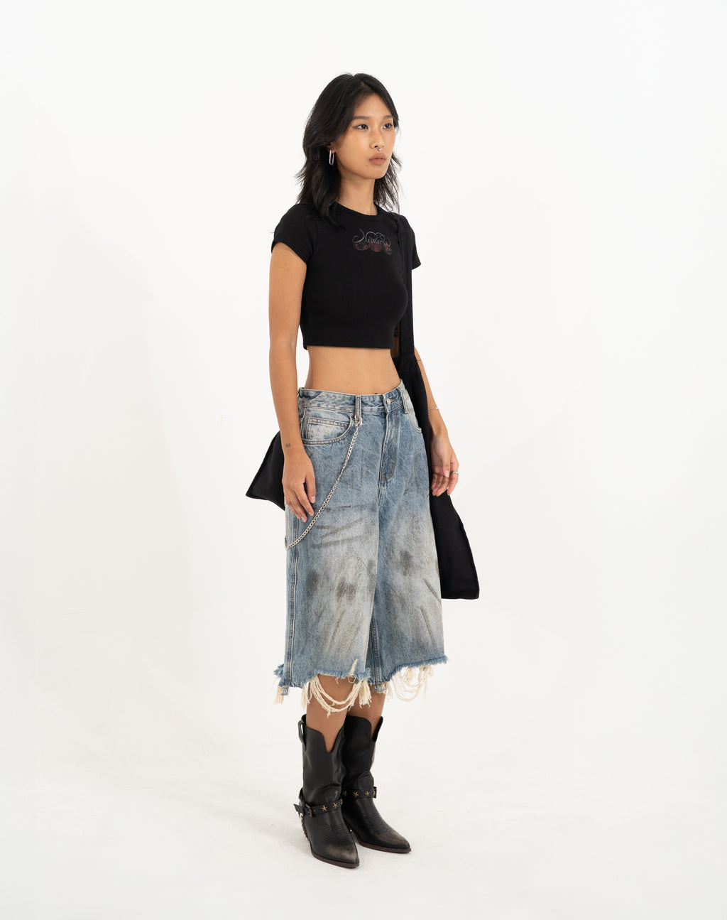 Distressed Denim Jorts