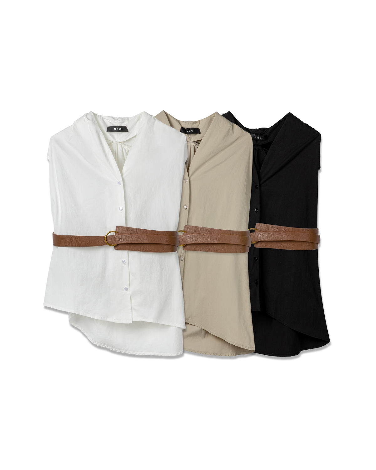 Tailored Belted Sleeveless Shirt