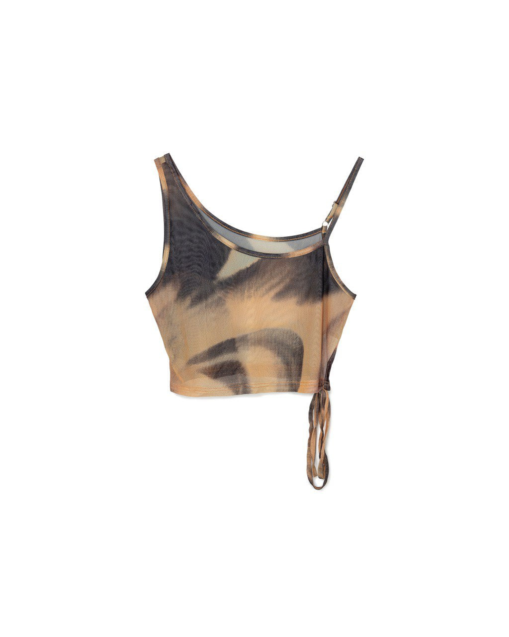 Abstract Mesh Drawstring Top