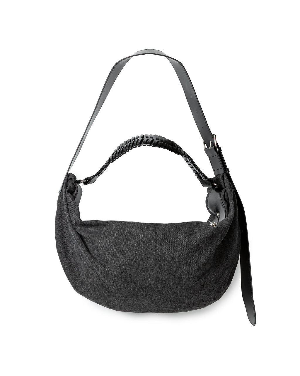 Soft leather-trimmed canvas shoulder bag