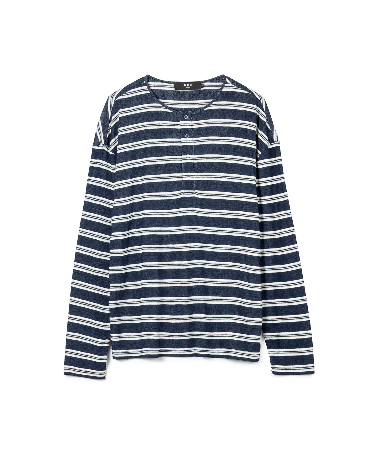 Casual striped-cotton Henley top