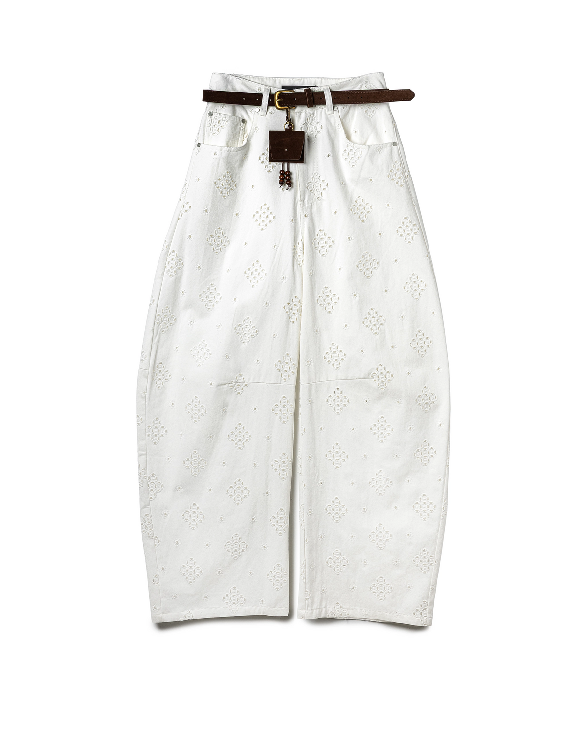 Broderie-Anglaise Wide-Leg Trousers