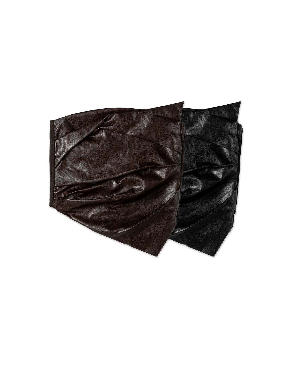 Sculptural Gathered Leather Tube Top