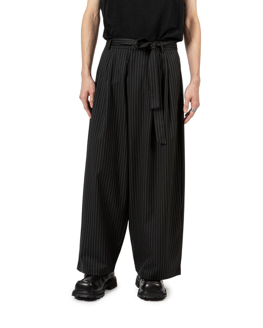 Pinstripe Tie-Waist Wide Leg Pants