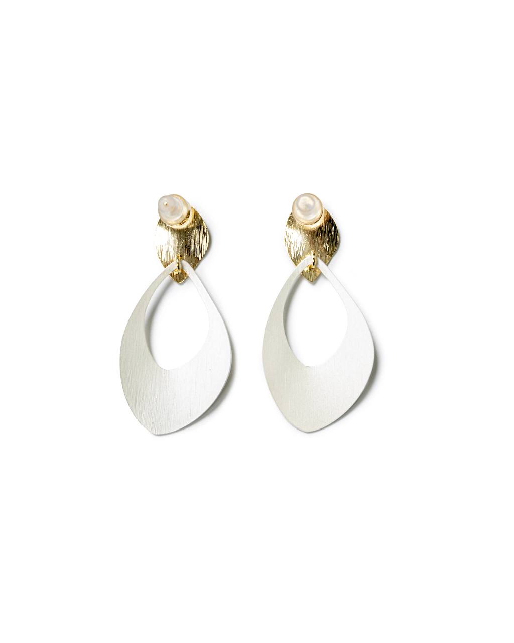 Two-Tone Leaf Drop Earrings